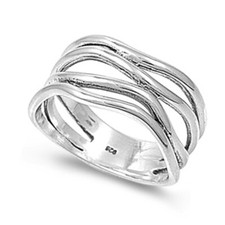 Sterling Silver Woman's Unique Fashion Ring Simple 925 Band New 11mm Sizes 5-10