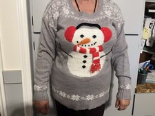 Christmas Sweater Snowman  Snowflakes Design