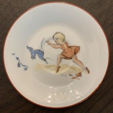 Upsala Ekeby Karlskrona Porcelain Childrens Tea Set Saucer KP Sweden Vintag Girl