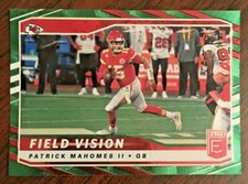 PATRICK MAHOMES FIELD VISION GREEN FOIL BOARD 2021 DONRUSS ELITE NO. FV5 CHIEFS