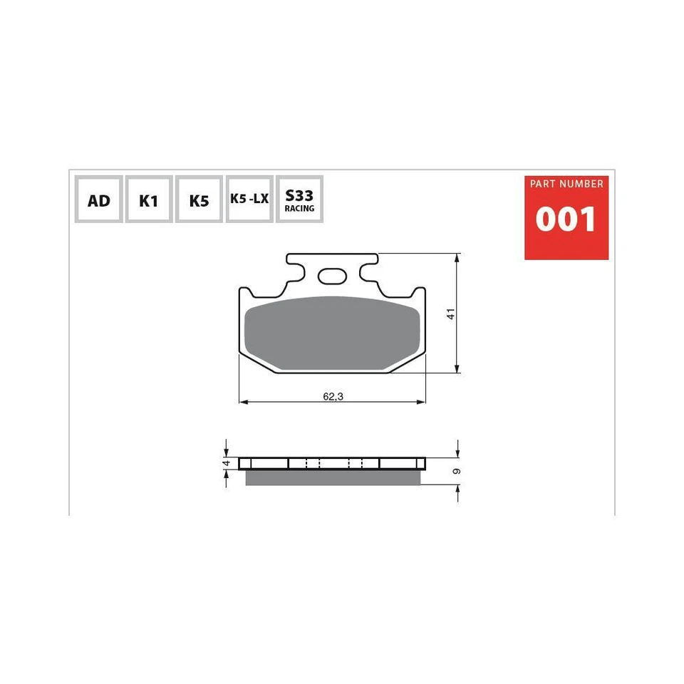 Pastillas de freno Kawasaki KX125 / KX250 '94 GOLDfren 041K5-001K5LX Foto 3 de 4