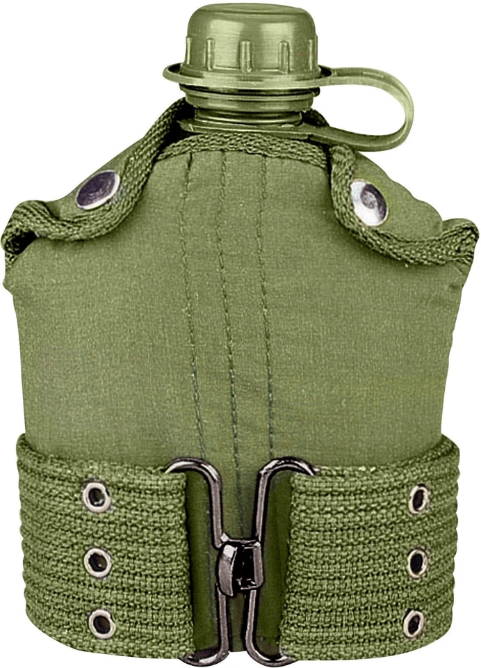 ROTHCO Olive Drab 1 Quart Plastic Canteen, Cover & Pistol Belt Kit