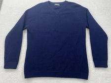 Vintage Meister Blue V Neck Sweater Men's Size Large 100% Wool