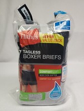Bag Of 7 Tagless Boxer Briefs Hanes "Large" Wicking Cool Comfort Fabric   