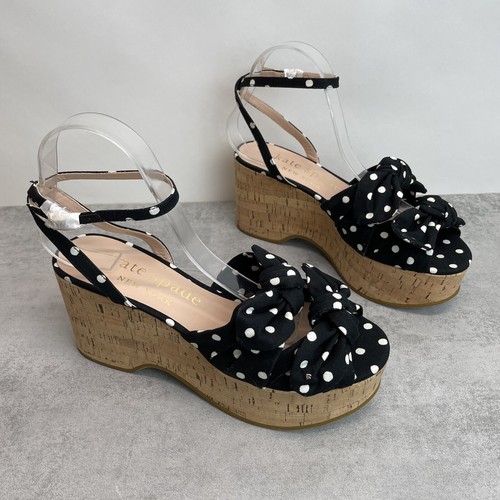 KATE SPADE Julep Wedge Sandals Bow Polka Dot US 9 EU 39.5 UK 6 7 RRP£190 PERH7 - Picture 2 of 20