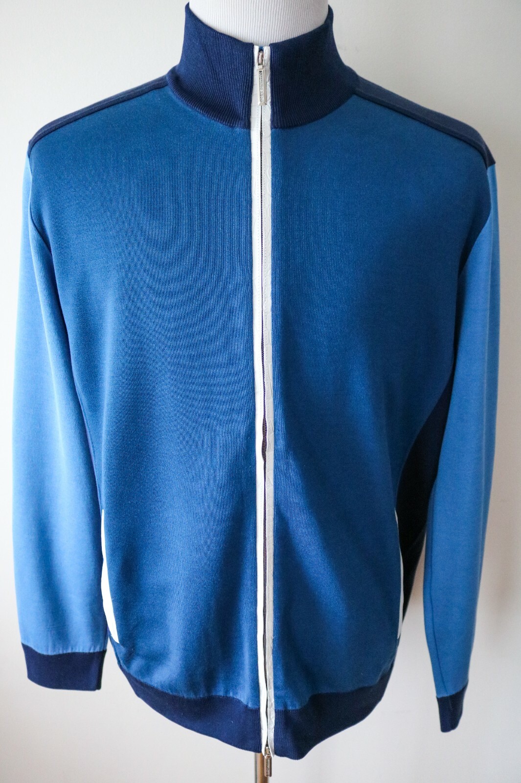 STEFANO RICCI Blue Colorblock Silk 