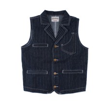 Giubbotto uomo denim a righe giubbotto moto risvolto caccia gilet multitasche