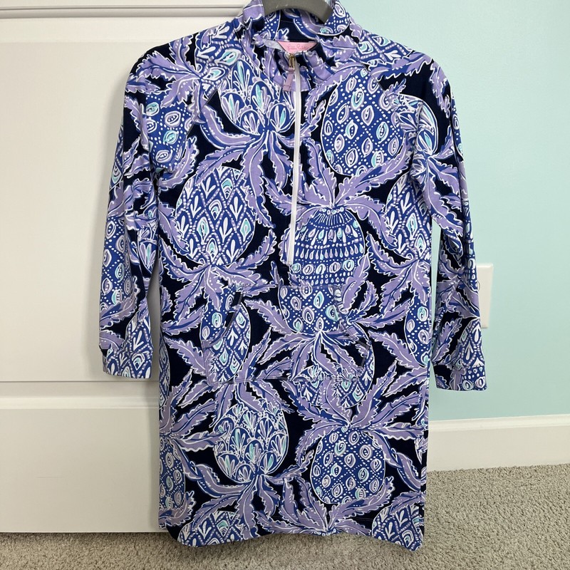 Lily Pulitzer Girls XL Little Skipper 1/2 Zip Popover Dress Pineapple 🍍