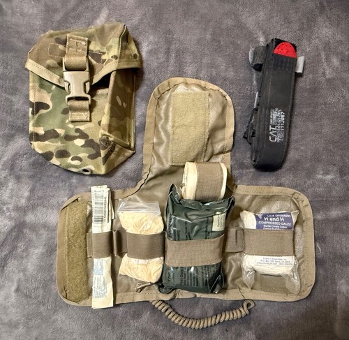 US Army Molle IFAK Individual First Aid Kit Pouch OCP w Components