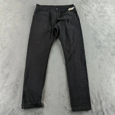 Unbranded Brand Jeans Mens 33 Black UB455 Tight 12.5oz Selvedge Denim Button Fly