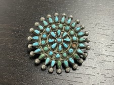 Vintage Silver Brooch With Turquoise