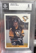 1985-86 Topps Mario Lemieux Rookie Card Beckett 8. rookie card picture