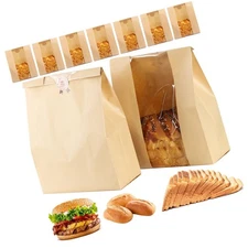 30 Packs Tin Tie Tab Lock Large Paper Bread Bags for Homemade, Home, Sourdoug...