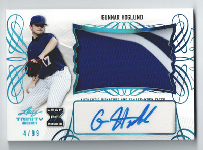 2021 Leaf Trinity Gunnar Hoglund Rookie RC Autograph Relic Patch /99 #PA-GH1
