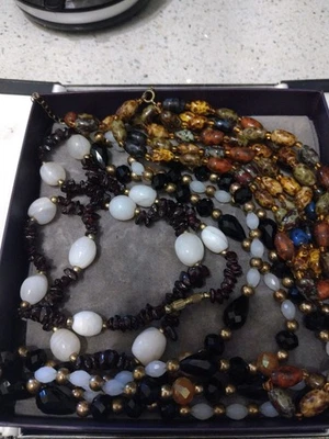 Three Vintage Glass And Precious Stone Necklaces - Image 1 of 4