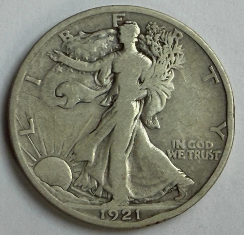 1921-S SEMI-KEY DATE WALKING LIBERTY SILVER HALF - VG +- FREE SHIPPING!