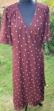 Forever New Midi Burgundy Dress Wrap Occasion Weddings Polka Dot Spotty S42 16