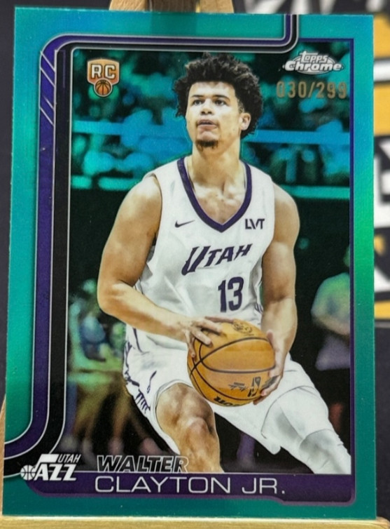 Walter Clayton Jr 2025-26 Topps Chrome 030/299 Teal Refractor RC Jazz #268