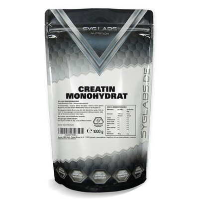 Creatin Monohydrat 1000g Pulver | 100% rein | vegan mit Messlöffel | Syglabs