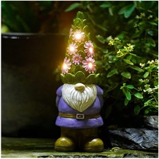 Resin Gnome Statue with 7 Light Sources - Outdoor Ornaments