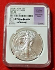 2014 Silver Eagle Early Releases NGC MS70 - 1 Ounce Silver - Engraver Signed
