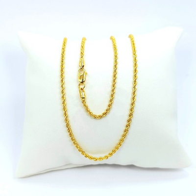 #ad 22K Gold Rope Chain Necklace 18.25 in 1.9 mm Light Hollow Genuine Hallmarked 916 $891.10