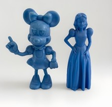 Vintage 70 s Louis Marx Walt Disney Figurines 6" Blue Snow White Minnie Mouse