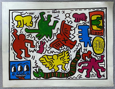 Disegno su carta Keith Haring (fatto a mano) firmato e timbrato tecnica mista.
