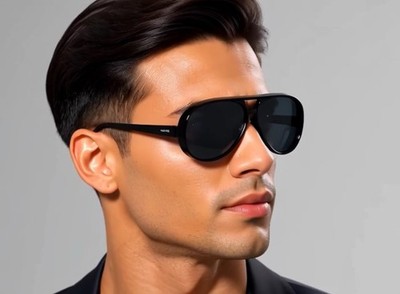 Sunglasses Men Dark Black Lens Round Thick Frame Gangster Street Wear Classic
