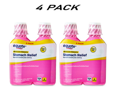 (4 PACK) Equate Upset Stomach Relief Bismuth Liquid, Regular Strength, 16 fl oz.