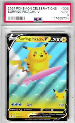 2021 POKEMON CELEBRATIONS 008 SURFING PIKACHU V PSA 9 MINT NEW | eBay