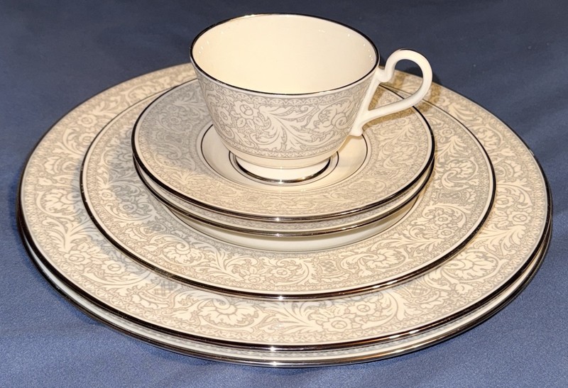 Franciscan Masterpiece China Platinum Renaissance 6 pc Table Setting Tea Set Lot