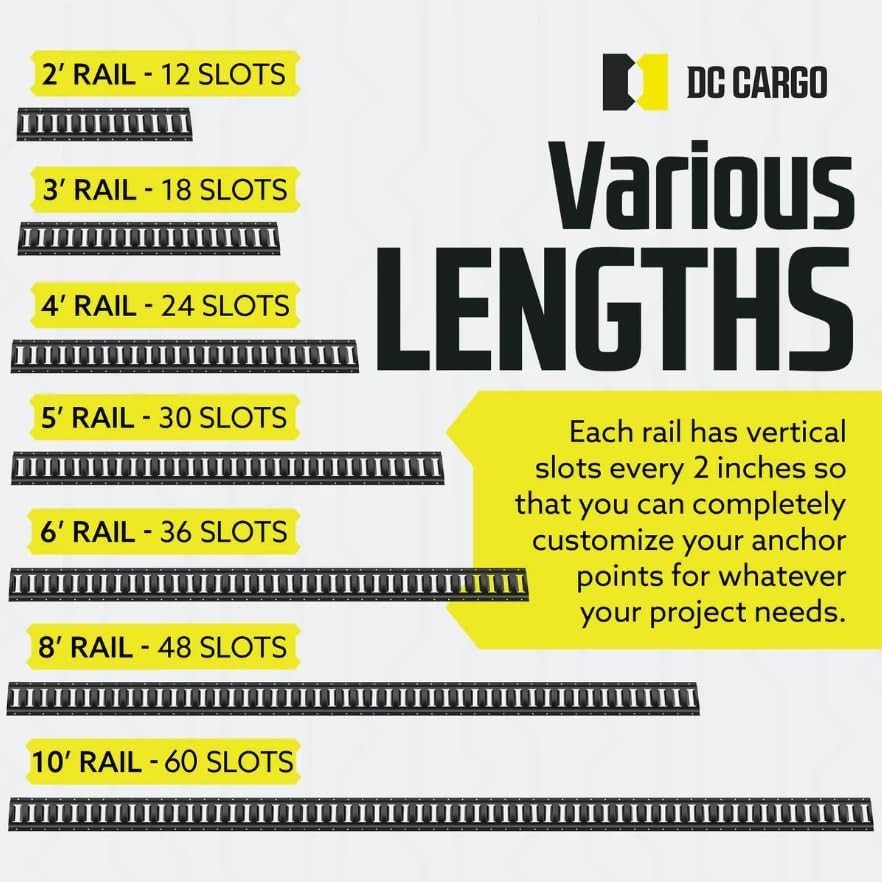 E Track Tie Down Rail Kit 8ft 5 Pack Heavy Duty Cargo Securement for Vans Tra... thumbnail 7