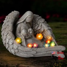 Solar Garden Decor - Memorial for Loss of Dog with Statue, Solar Powered Angel