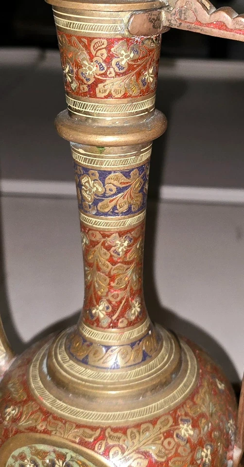 Juego de té vintage estilo Dallah tetera de latón grabado y 6 pequeñas copas y bandeja India Foto 4 de 4