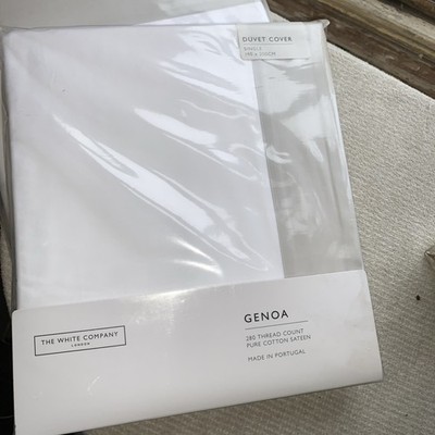 The White Company Genua Einzelner Bettbezug und flaches Laken. 280 Fadenzahl Neu mit Etikett