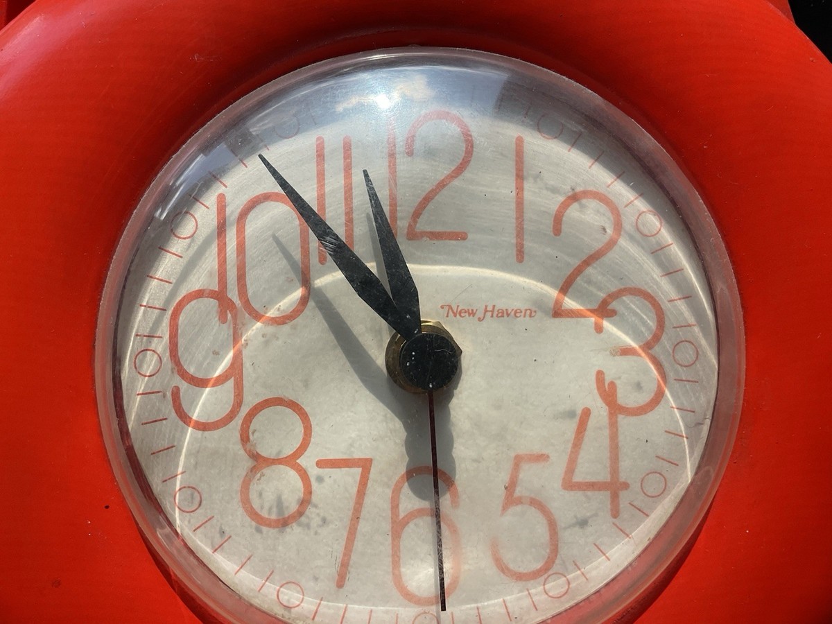 Vintage “Love” Plastic Wall Clock 10x16 1970's Rare Orange. Made