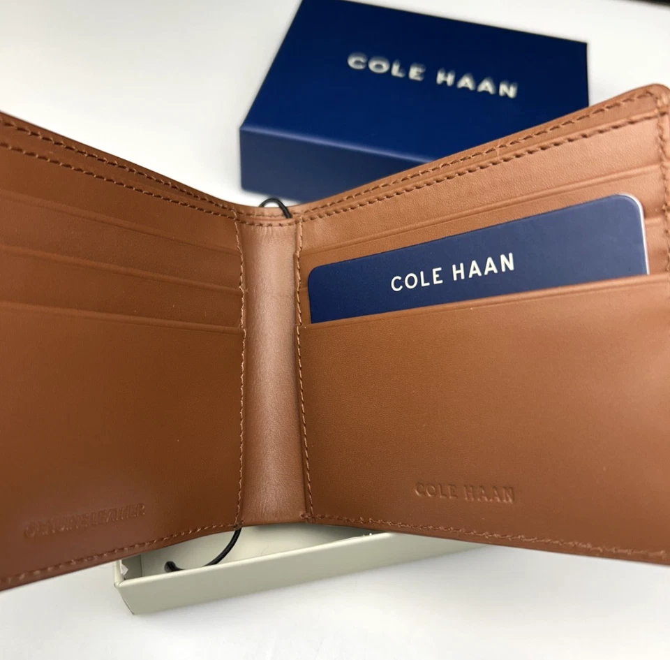 COLE HAAN Men's Tan Leather Wallet RFID Bifold 31HN130015 $80 NEW - Image 2 of 4