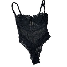Vintage Victoria's Secret GOLD LABEL Black Teddy Lace Bodysuit Women's 34C