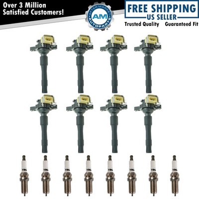 TRQ Ignition Coil & Iridium Spark Plug Kit Set for 1999 BMW 740i 740iL New
