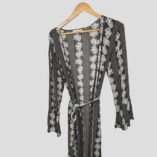 Women's Size M Band of Gypsiesloral Sheer Open Boho SS Duster Kimono