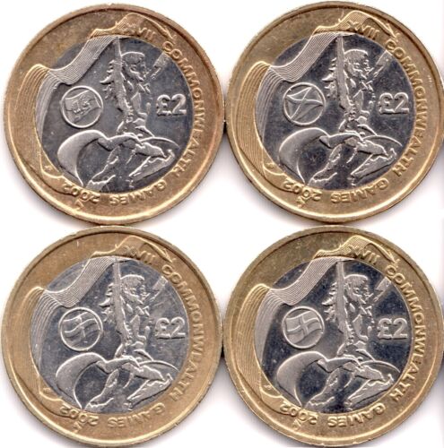 2 monedas de £2 Juegos de la Commonwealth 2002 Moneda de Manchester Inglaterra Irlanda del Norte Gales - Imagen 1 de 10
