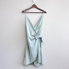 Pink Lily Satin Wrap Dress Size Medium Women's Light Green Sleeveless