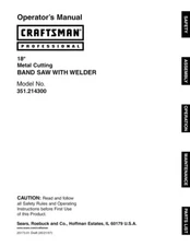 Owner's Manual & Parts List  Sears Craftsman 18" Band Saw - Model 351.214300