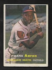 1957 Topps #20 Hank Aaron Braves NO CREASES VG-EX