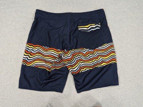 Volcom Shorts Mens 38 Navy Blue LongBoard Swim Trunks Surf Skate Retro Stretch - Picture 9 of 12