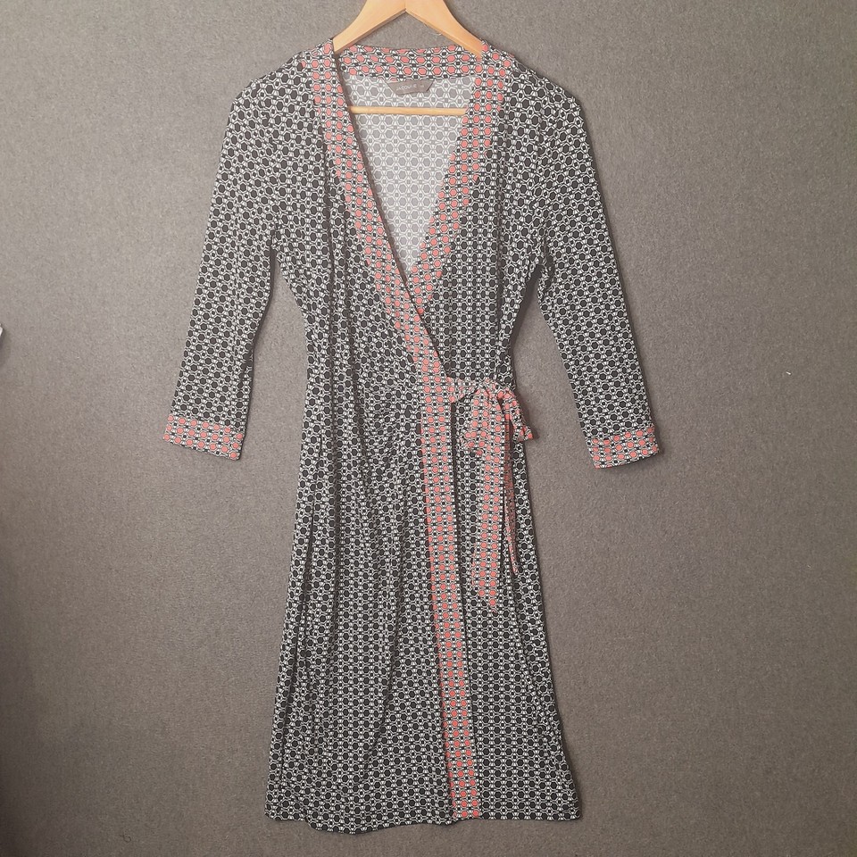 JACQUI E Womens faux wrap dress Size XS 8 knee length printed casual multicolour