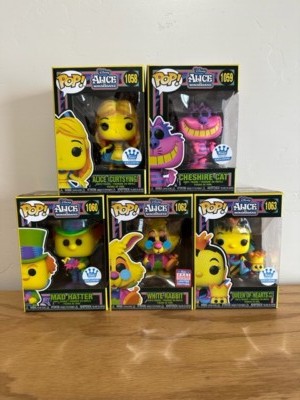 Funko Pop Alice In Wonderland Blacklight, Alice,Mad Hatter,Cat, Rabbit,Queen