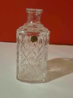 Crystal D' Arque Dekanter Flasche eckig Vintage beschriftet ohne Stopfen
