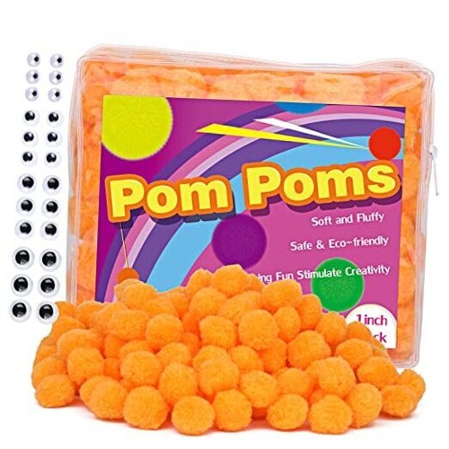 150 Pieces Pom Poms, 1 Inch Pom Poms with SelfAdhesive Wiggly Eyes for